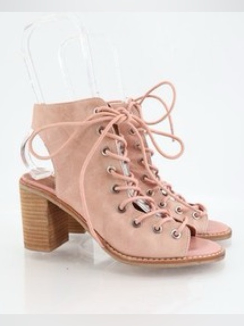 Jeffrey Campbell 7 Suede Lace-Up Open-Toe Block Heel Sandal Boot Boho Festival